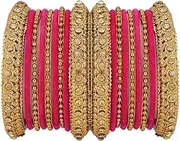 [Efulgenz] Boho Antique Oxidized Indian Jewelry Tribal Crystal Velvet Bracelet Bangle Set