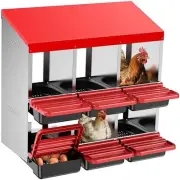 Chicken Hen Coop Hutch 6 Hole Double Layer outside Roll Away Lay Egg Nesting Box