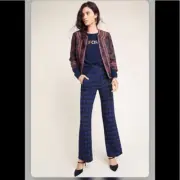Anthropologie Wiley Windowpane Bootcut Trousers Pants Size 4