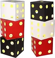 BTFO 6pcs Large Dice Box with Light, Casino Theme Party Decorations 11in Dice Box Las Vegas Party Decorations for Casino Bar Game Night