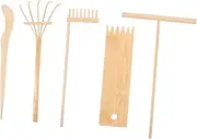 FOYTOKI 5Pcs Zen Garden Tools Miniature Rakes and Accessories for Sand Garden Decoration for Meditation and Relaxation Lightweight and Compact Design
