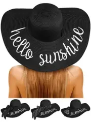 Beach Hats for Women, Floppy Straw Sun Hat Embroidered Wide Brim Foldable for...