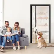 Transparent Insulated Door Curtain, Sunmoxia Reversible Left or Right Side Opening Insulated Door Screen Auto Closer Screen Door for Kitchen, Bedroom, Air Conditioner Room, Fits Door up to 34" x 80"