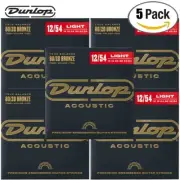 5-PACK Dunlop DAB1254 80/20 Bronze Acoustic Guitar Strings 12-54