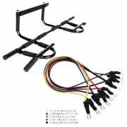 DOORWAY PULL CHIN UP BAR & 5 PREMIUM RESISTANCE BANDS 75 LBS SET YOGA PILATES