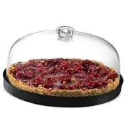 Cake Stand, Cake Plate Server with Dome, Metal Serving Tray and Black