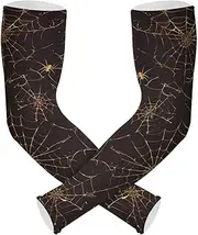 [Yoogain] UV Protection Arm Sleeves UV Protection Golden Web Arm Sleeve for Volleyball, Basketball, Cycling High Elasticity cubre brazos, Golden Web