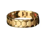 Men Bracelet Magnetic Alloy Durable Detachable Therapy Bracelet Daily Jewelry-Golden - Golden