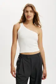 [Cotton On Women] Cotton On Women - Amelia One Shoulder Tank - Vintage white stud XL VINTAGE WHITE STUD