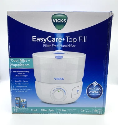 Vicks EasyCare Plus Top Fill Filter-Free Cool Mist Humidifier, Small Medium Room