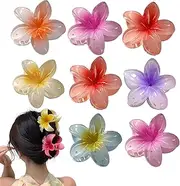 MYTOAU 8 Pack Claw Clips for Women,Hawaiian Plumeria Hair Accessories,Flower for Women,Nonslip Hair Girls, Large Claw Clips for for Wedding, Party, Vacation, Beach Decoration