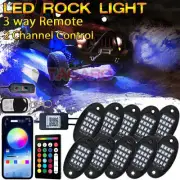 10 Pods RGB LED Rock Lights Kit Underbody Glow Neon Lamp Bluetooth Music Control