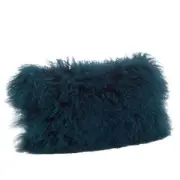 SARO 3564.TE1220B 12 x 20 in. Wool Mongolian Lamb Fur Throw Pillow - Teal