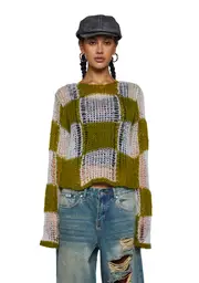 [The Ragged Priest] Checkerboard Loose Knit Sweater