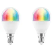 Brilliant Smart WiFi LED RGB G45 (2 Pack) 350 Lumens, 4.5W, Dimmable, Smart