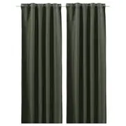 ANNAKAJSA room darkening curtains, 1 pair, dark green/with heading tape, 145x250 cm