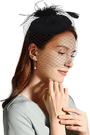 [Padorul] Black Fascinator Hat - Fascinators Hair Clips Headband for Women Wedding Dressing Tea Party Accessories