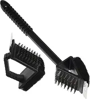 IWOWHERO Ergonomic Handle BBQ Brush Set 3 in 1 Barbecue Grill Cleaner Scraper and Sponge for Easy Cleaning Random Color