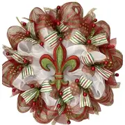 Christmas Fleur De Lis Deco Mesh Handmade Christmas Wreath