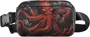 [XYMZR] Scary Sea Monster Red Fanny Pack Hip Bag Belt Bag for Women Man Fashion Waist Pack Water-repellent Crossbody Bag for Halloween Costumes Running Hiking Jogging Travel Sport, Multi-colored, one