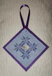 New Completed Quaker Snowman Cross Stitch Ornament
