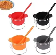 Pinch Bowls for Cooking Prep - Silicone Prep Bowls with Brush and Rack,Reusable Kitchen Condiment Snack Bowls, BBQ Accessories, Dip Bowls for Holding Ingredient