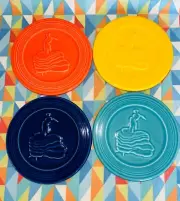 Fiestaware Fiesta Set of 4 multi color retired Dancing Lady Trivet free shipping