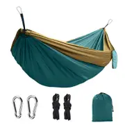 Camping Hammock Single & Double Portable Hammock Ultralight Nylon Parachute Hammocks with 2 Hanging Straps for Backpacking Travel Beach Camping Hiking Backyard,Darkgreen Khaki