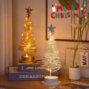 LED Spiral Christmas Tree Table Light Slave Iron Xmas Tree Desk Lamp Night Light