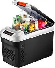 25L Portable Car Refrigerator, 12V/24V/110V-220V Car Home Dual Use Refrigeration Camping Cooler, Dual Core Digital Display Refrigerator
