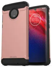 Encased Heavy Duty Moto Z4 Case Scorpio Rugged Phone Protection Cover Rose Gold