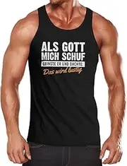 [MoonWorks] Men's Tank Top with German Text ALS Gott Mich Schuf Grinste er Fun [German Language]