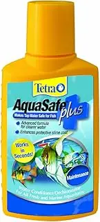 Tetra AquaSafe Plus, Aquarium Water Conditioner & Dechlorinator, Beneficial Filter Bacteria, Gill & Membrane Protection, Suitable For Fresh Water & Marine Fish, 100mL (3.38 fl oz)