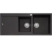 Oliveri Santorini 1 & 3/4 Bowl Topmount Sink with Drainer - Black