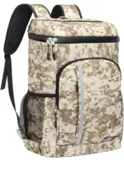 Seehonor Insulated Cooler Bag Beige Brown Camo Digital Backpack Park Beach