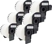 Veson - 6 Rolls White DK-22205 DK22205 Continuous Labels Compatible with Brother Address Label Rolls, 62 mm x 30.48 M Shipping Labels for Brother P-Touch QL-500 570 600 700 710W 720 QL-800 810W 82 0