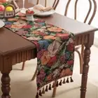 Jacquard Flower Table Runner with Tassel Tablecloth Table Cover Table Decor