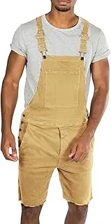 [DGKaxiyaHM] Men's One-Piece Overalls Denim Short Vintage Distressed Button Bib Jumpsuit Outdoor Streetwear Baggy Overall Short