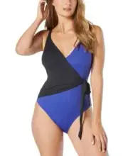 COCO REEF Contours One Piece Swimsuit 10 34D Royal Blue black T32114 shapewear