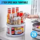2x Spice Rack Jar Holder Tray With 2 Layers Kitchen Storage Rack 360° Turntable