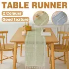 Solid Colour Woven Hollow Fringe Table Runner Home Dining Tablecloth Decoration