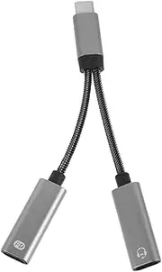 CHILDWEET Dual Type-c Adapter USB c Earphone Charger Replacement Charging Cord Audio Splitter Cable