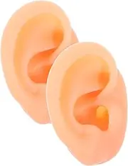 EXQUIMEUBLE 1Pair Silicone Ear Model Realistic Left and Right Soft Flexible Fake Ear for Piercing Practice Training Tool for Jewelry Display and Special Effects Makeup