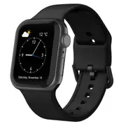For Apple Watch Series 3,42-mm Case,Pin Buckle Silicone Watch Band,Black