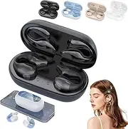 Morrat Ear Clip Headphones, Morrat Wireless Ear Clip Bone Conduction Headphones, V5.2 with LED Intelligent Display, Bluetooth Earbuds with Touch Screen for Running, Cycling (Black)