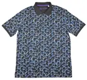 Robert Graham Mens Polo Shirt M Altman Short Sleeve Pullover Classic Fit Blue$98