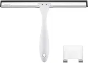 Shower Squeegee for Bathroom Glass Doors - 10-Inch Rubber Window Cleaner With Hook for Doors, Windows, Mirrors, Tiles and Car Glass (White)