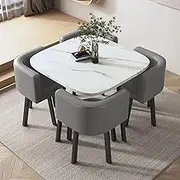 GUAWJRZDP Reception Negotiation Table, Conference Table, Square Dining Table Set with Chairs, Negotiation Table and Chair Set, Balcony Living Room Dining Table(Gray)