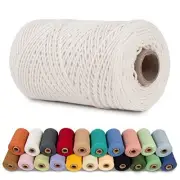 1mm Macrame Cord, 218 Yards Colored Cotton Cord 3 Strand 1mm x 218yards White