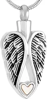 DOTUIARG Angel Heart Cremation Jewellery for Ashes of Loved Ones - Stainless Steel Memorial Urn Pendant